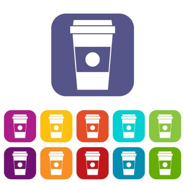 Kağıt bardak kahve simgelerin ayarlamak