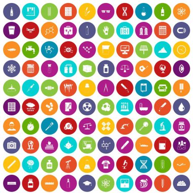 farklı renklerde izole daire vektör çizim içinde 100 laboratuvar Icons set