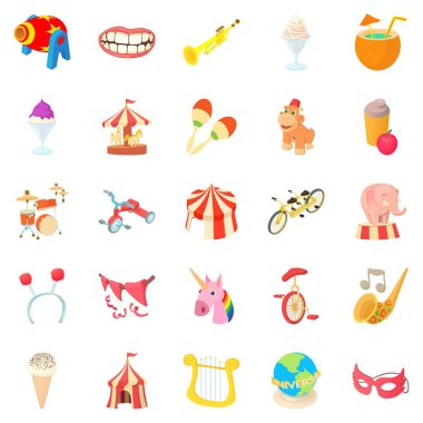 Sirk performans Icons set, karikatür tarzı