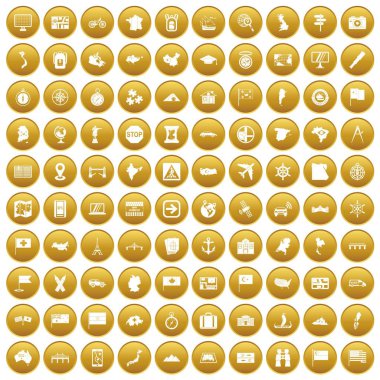 Altın 100 haritacılık Icons set