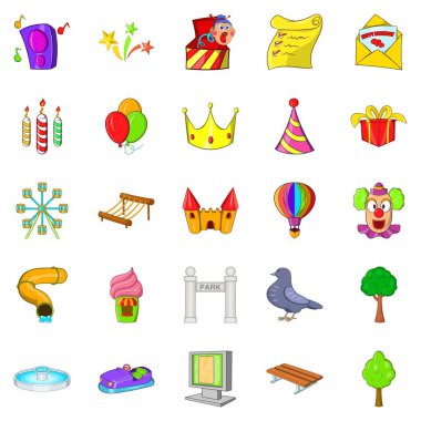 Eğlence Parkı simgeler ayarla, tarzı çizgi film