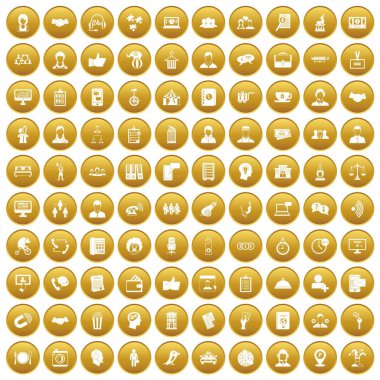 Altın 100 tutarlılık Icons set