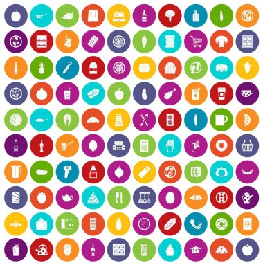 100 öğle yemeği simgeler renk ayarla