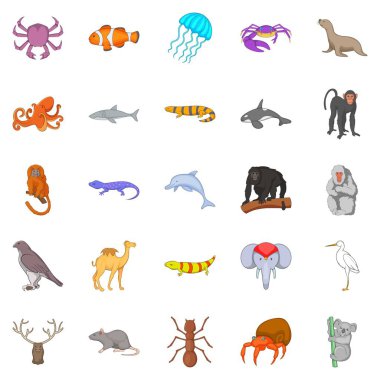 Fishs icons set, cartoon style clipart