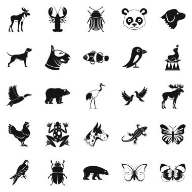 Forest animals icons set, simple style clipart