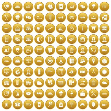 Altın 100 dağıtıcı Icons set