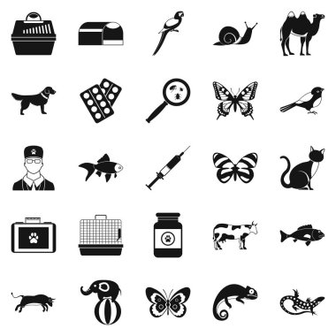 Veteriner Kliniği Icons set, basit tarzı