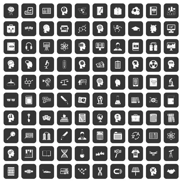 100 icônes de la connaissance noir — Image vectorielle