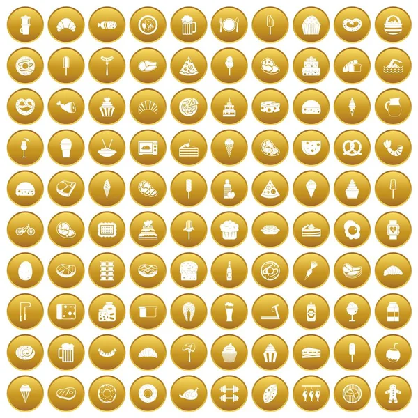 100-Kalorien-Icons setzen Gold — Stockvektor