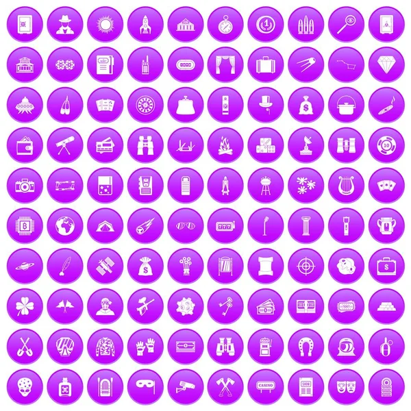 100 Symbole für Erwachsenenspiele lila — Stockvektor