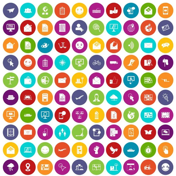 100 mail icons set color — Stock Vector