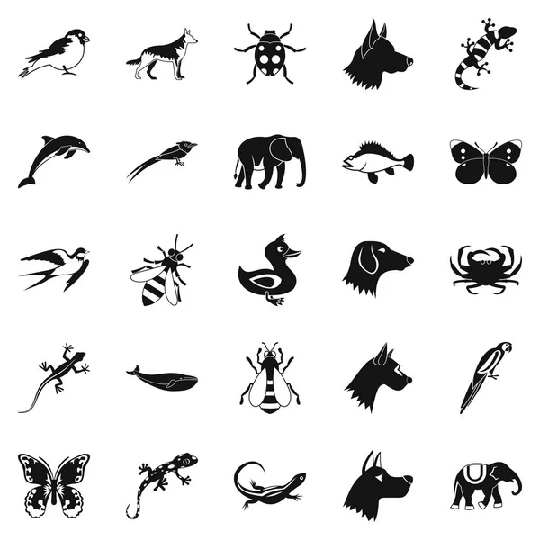 Set de iconos de reino animal, estilo simple — Vector de stock