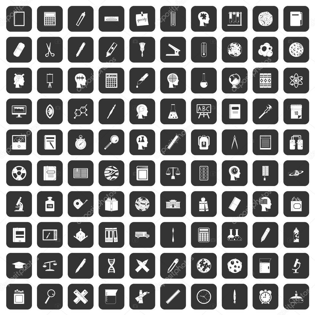 100 learning icons set black
