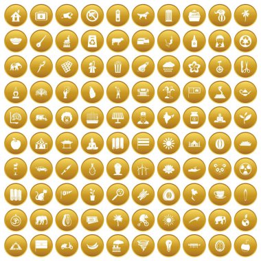 Altın 100 fil Icons set