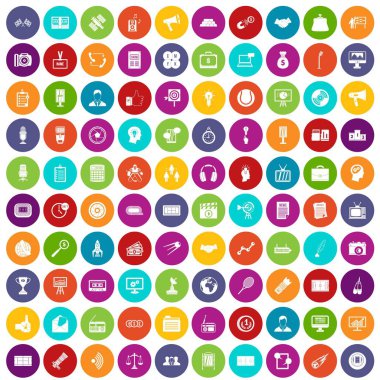 renk 100 Medya Icons set