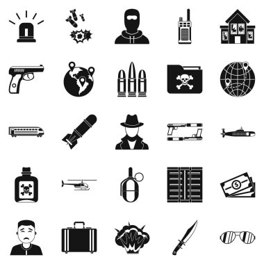 Antiterror Icons set, basit tarzı
