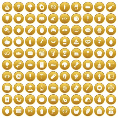 Altın 100 en sevdiği yemek Icons set