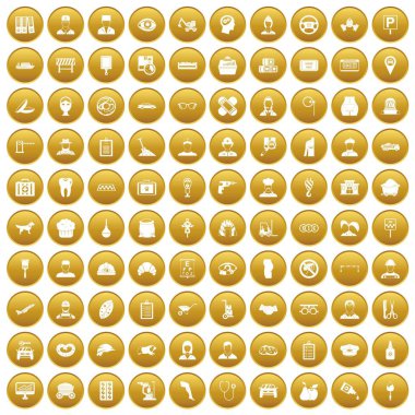 Altın 100 favori iş Icons set