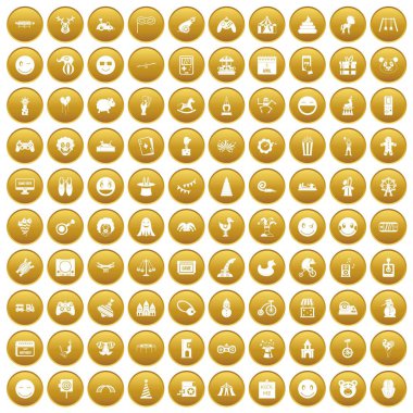 Altın 100 komik Icons set
