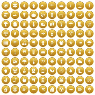 Altın 100 Bahçe in Icons set