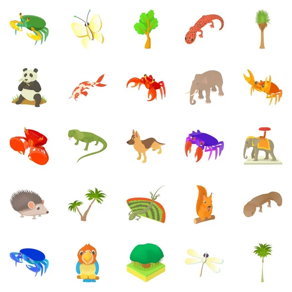 Conjunto de iconos de cría de animales, estilo de dibujos animados — Archivo Imágenes Vectoriales