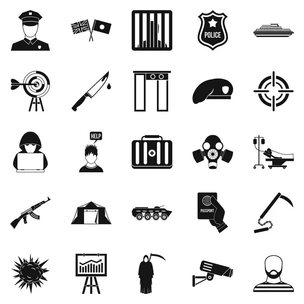 Conjunto de iconos de fuerzas especiales, estilo simple — Vector de stock