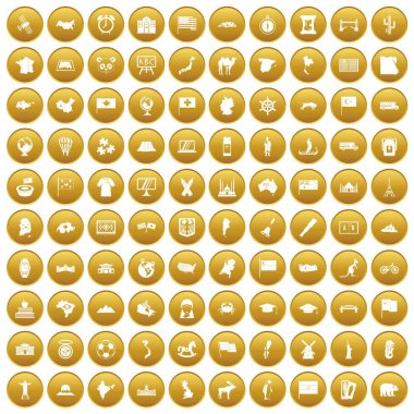 Altın 100 Coğrafya Icons set