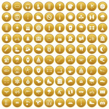 Altın 100 eldiven Icons set