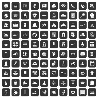 siyah 100 annelik Icons set