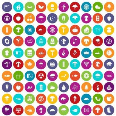 renk 100 mantar Icons set