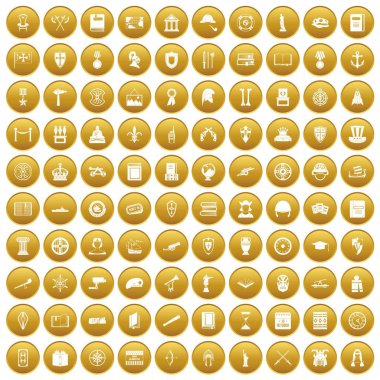 Altın 100 geçmiş Icons set