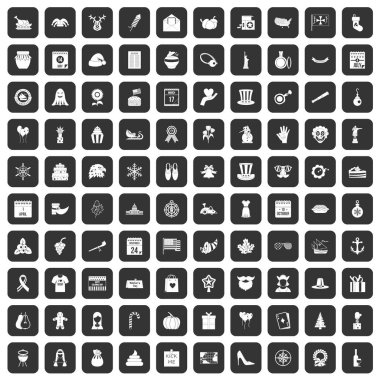 100 ulusal tatil simgeler siyah ayarla