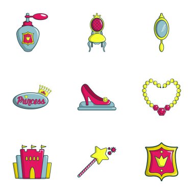 Prenses Icons set, düz stil