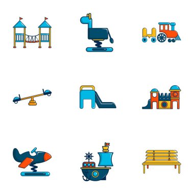 Bahçesi Icons set, düz stil