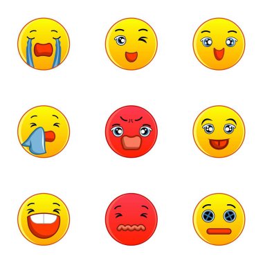 İfade simgeleri seti, düz stil