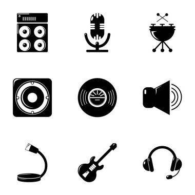 Müzik Ekolayzer Icons set, basit tarzı