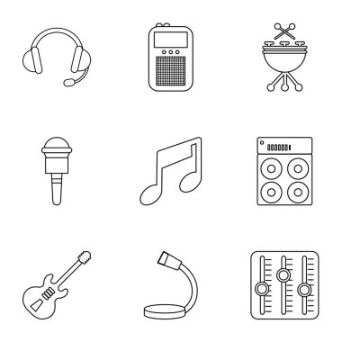 Müzik Icons set, anahat stili
