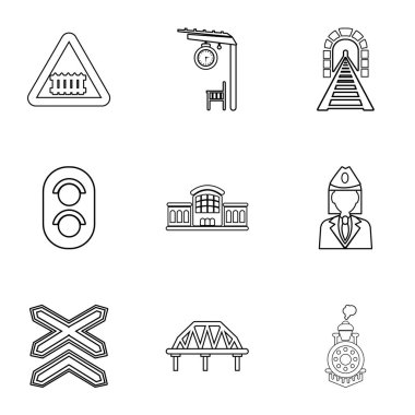 Demiryolu steward Icons set, anahat stili
