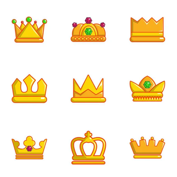 Conjunto de iconos de corona, estilo plano — Archivo Imágenes Vectoriales