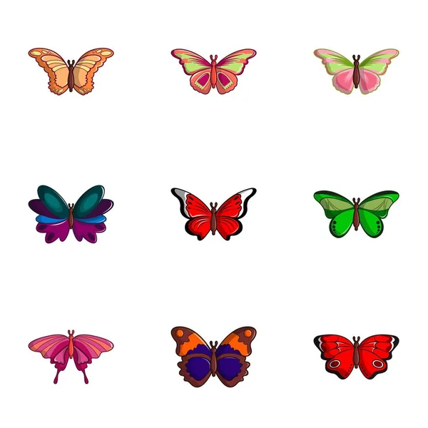 Schmetterling Ikonen Set, flacher Stil — Stockvektor