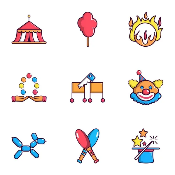 Conjunto de iconos de circo, estilo plano — Vector de stock