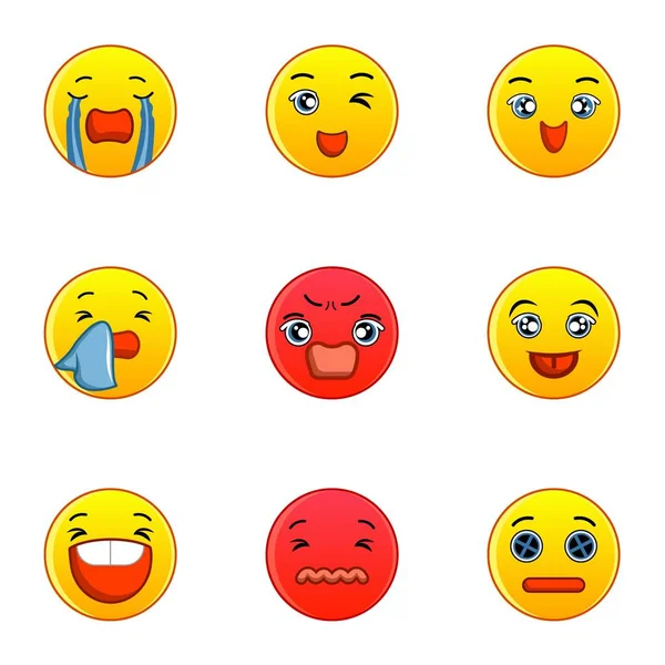 Conjunto de ícones Emoticon, estilo plano — Vetor de Stock