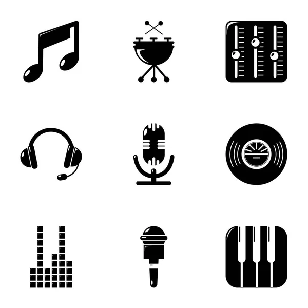 Ensemble d'icônes de musique, style simple — Image vectorielle
