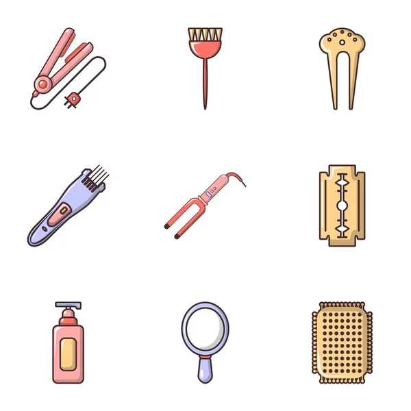 Conjunto de ícones de salão de cabeleireiro, estilo plano —  Vetores de Stock