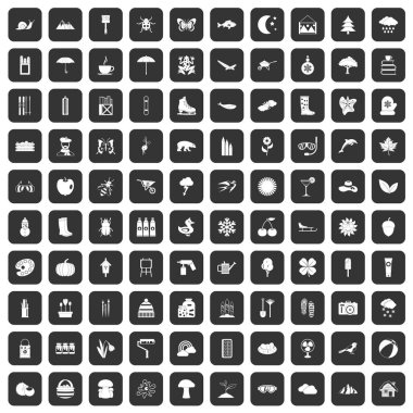 siyah set 100 manzara simgeleri