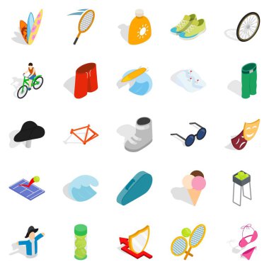 Eğlence Parkı Icons set, izometrik stili