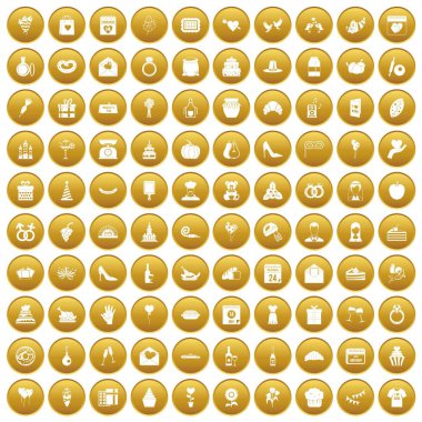 Altın 100 kek Icons set