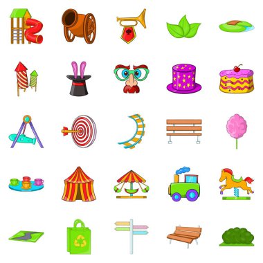 Park Icons set, karikatür tarzı