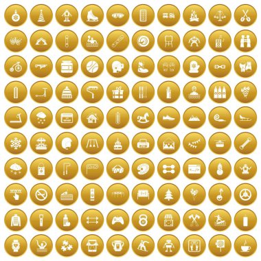 Altın 100 çocuk faaliyetleri Icons set