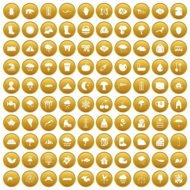 Altın 100 bulutlar Icons set